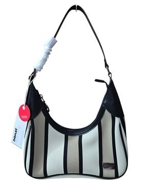 Shoulder Bag Small Under Arm Purse Tan Cream Black Stripe